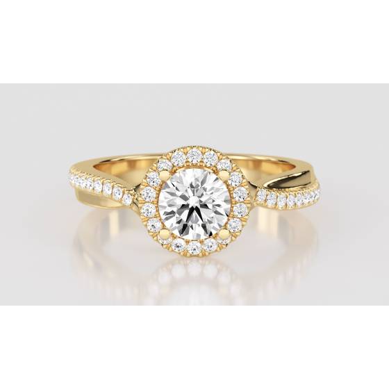 Round Diamond Single Halo Infinity Shoulder Set Ring