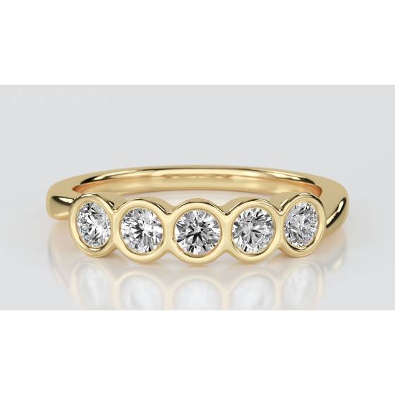 DHHET153 5 Stone Round Diamond Bezel Set Half Eternity Ring