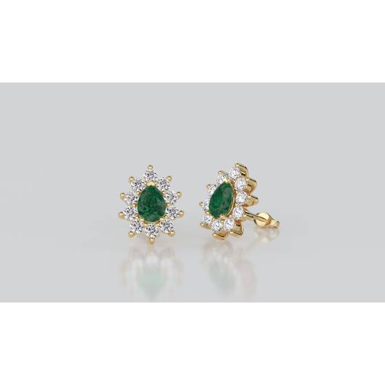 Emerald and Diamond Cluster Earrings
