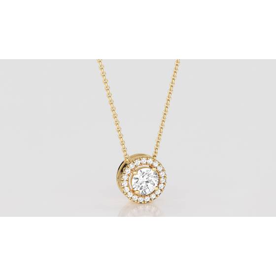 Round Diamond Single Halo Pendant