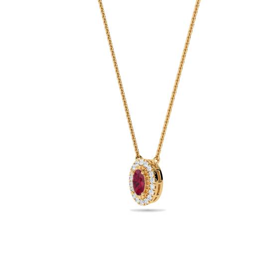 Oval Shaped Ruby and Diamond Pendant