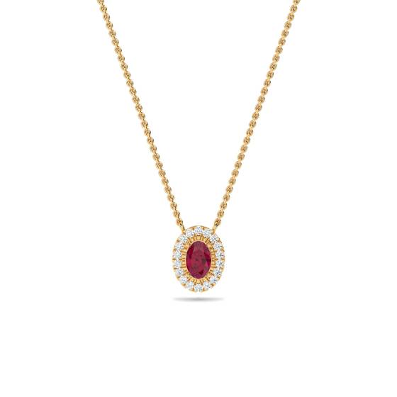 Oval Shaped Ruby and Diamond Pendant