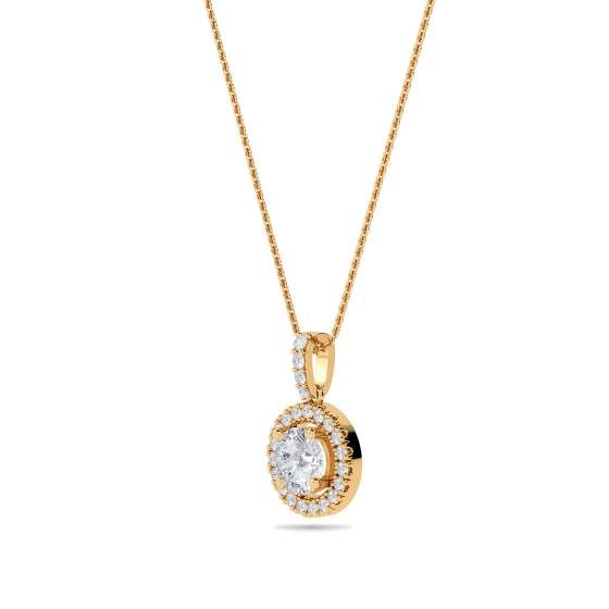 0.85ct Round Diamond Single Halo Pendant