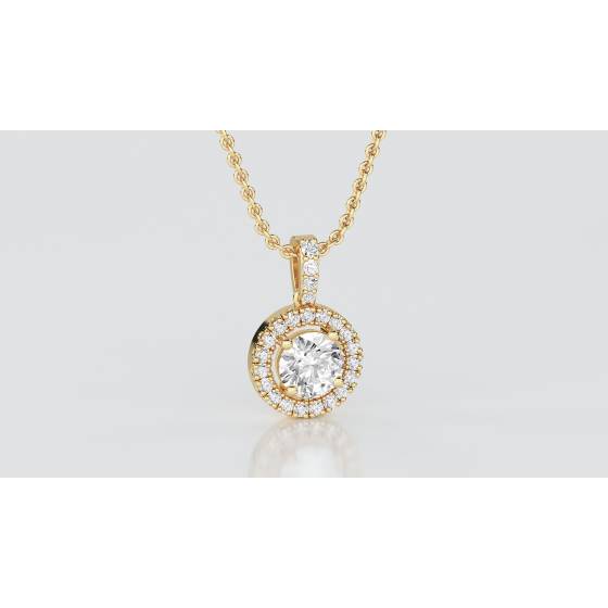 0.85ct Round Diamond Single Halo Pendant