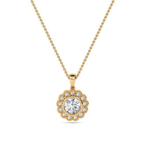 0.50ct Round Diamond Single Halo Pendant
