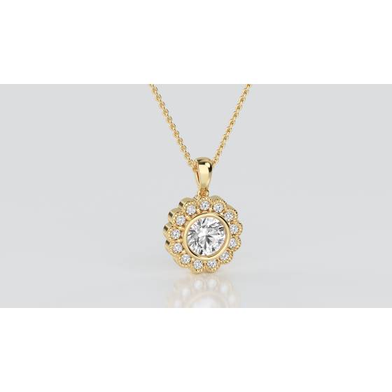 0.50ct Round Diamond Single Halo Pendant