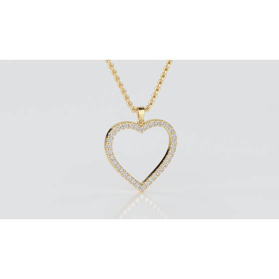 Classic Round Diamond Heart Pendant