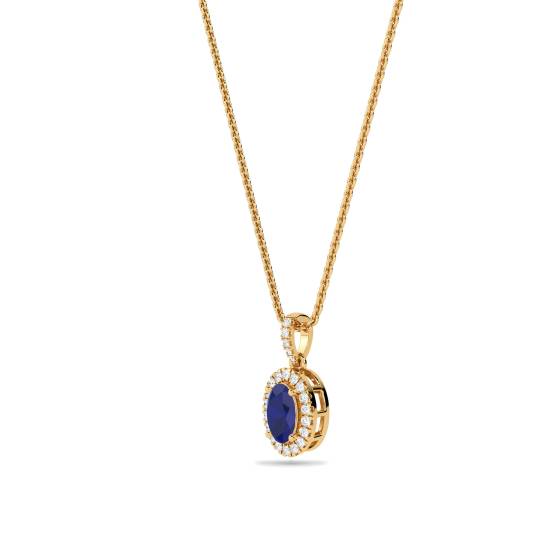 1.60ct Oval Shaped Blue Tanzanite and Diamond Pendant