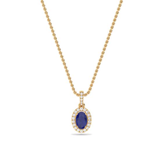 1.60ct Oval Shaped Blue Tanzanite and Diamond Pendant