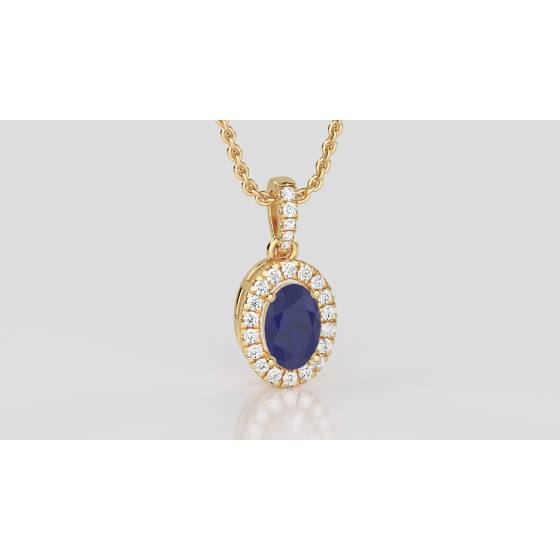 1.60ct Oval Shaped Blue Tanzanite and Diamond Pendant