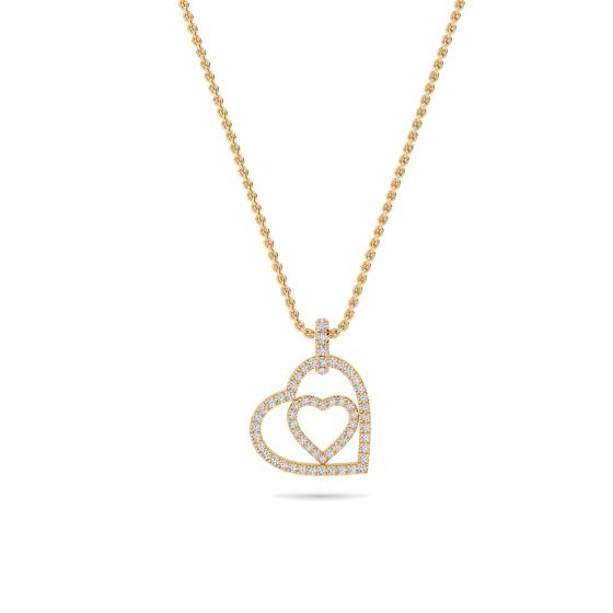 Classic Round Diamond Double Heart Pendant