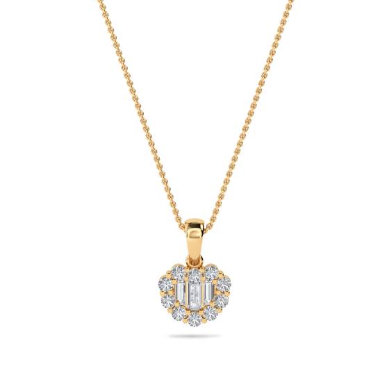 Cluster Round and Baguette Diamond Designer Pendant