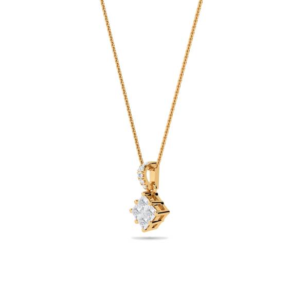 Cluster Princess and Round Diamond Designer Pendant