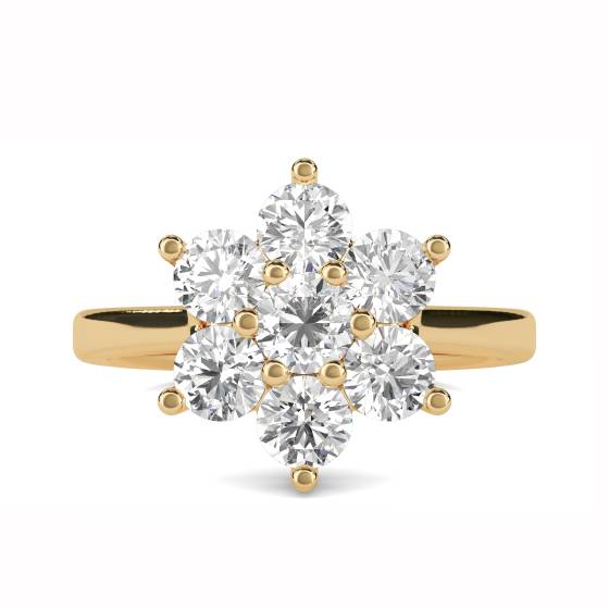 1.00ct Modern Flower Round Diamond Cluster Ring