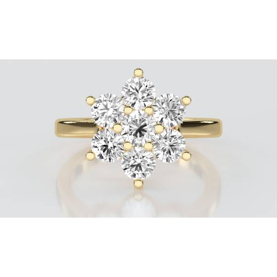 1.00ct Modern Flower Round Diamond Cluster Ring
