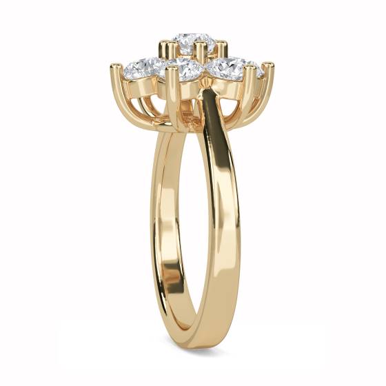 1.00ct Modern Flower Round Diamond Cluster Ring