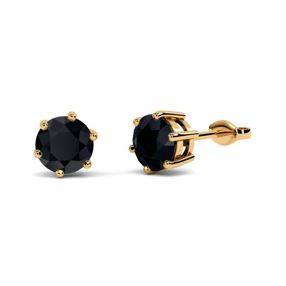 Round Black Diamond Earrings