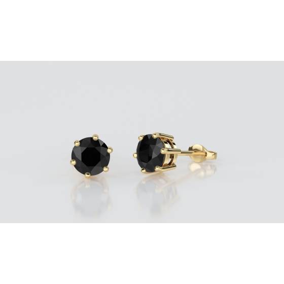 Round Black Diamond Earrings