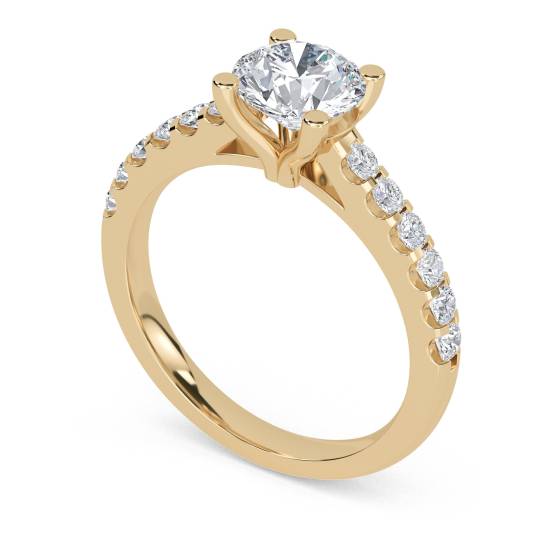 Round Shoulder Set Diamond Engagement Ring