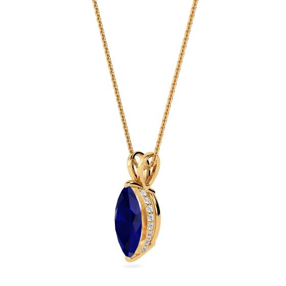 Marquise Blue Sapphire Diamond Pendant
