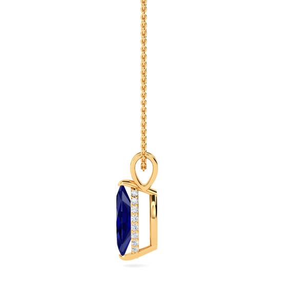Marquise Blue Sapphire Diamond Pendant