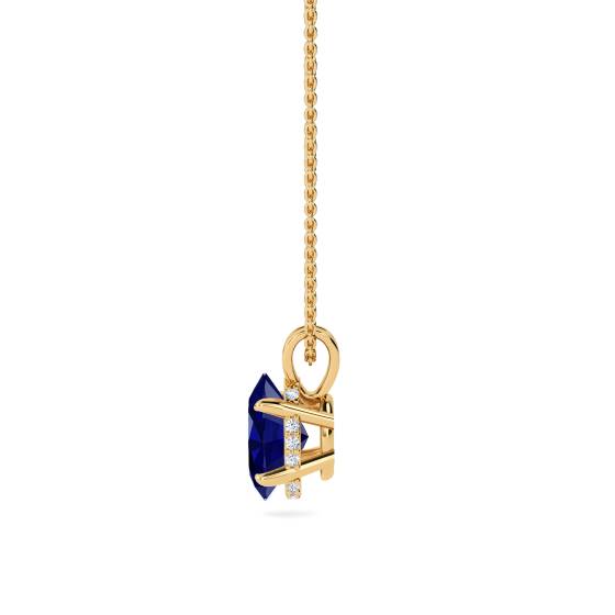 Oval Blue Sapphire Diamond Pendant