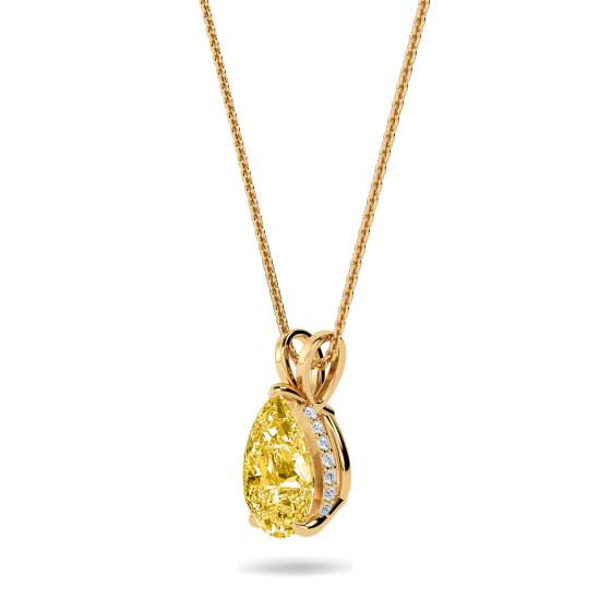 Pear Yellow Diamond Solitaire Pendant