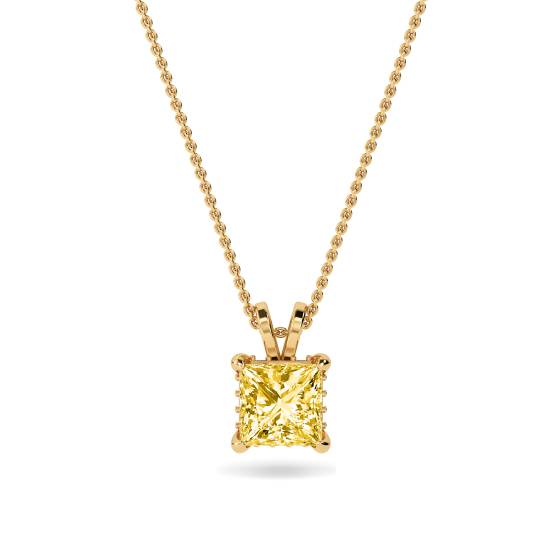 Princess Yellow Diamond Solitaire Pendant