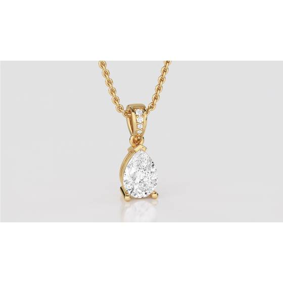 Classic Pear and Round Diamond Solitaire Pendant