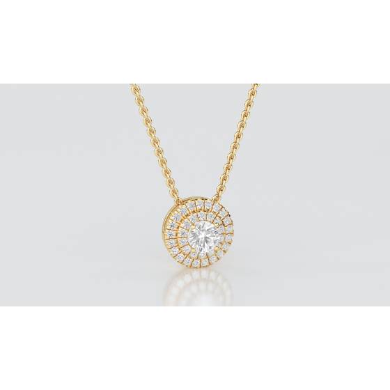 Round Diamond Double Halo Pendant