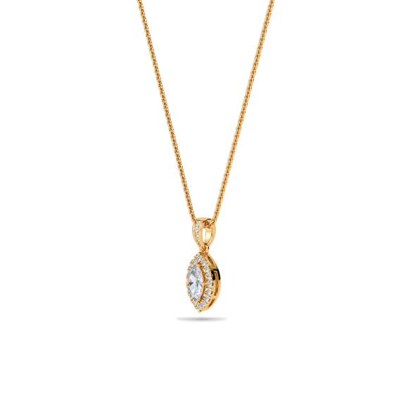 Marquise Diamond Single Halo Pendant