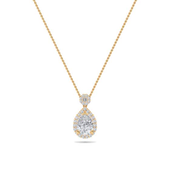 Pear Diamond Single Halo Pendant