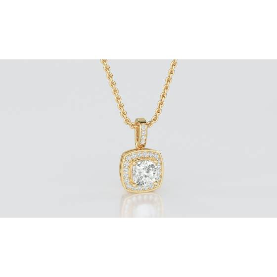 Cushion Shaped Diamond Single Halo Pendant