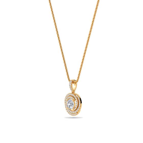 Stylish Round Diamond Double Halo Pendant