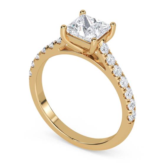 Princess Diamond Shoulder Set Ring