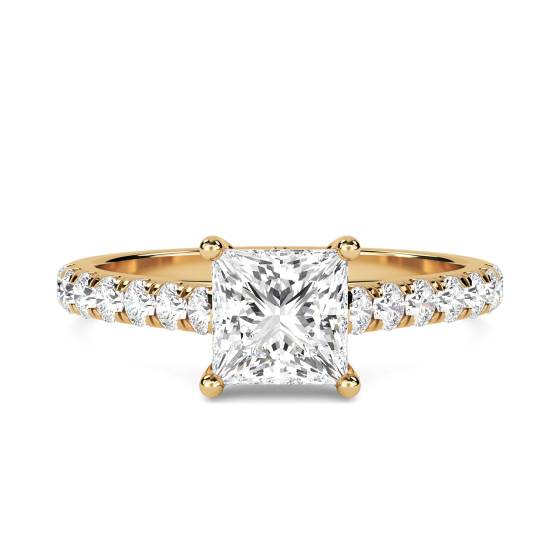 Princess Diamond Shoulder Set Ring