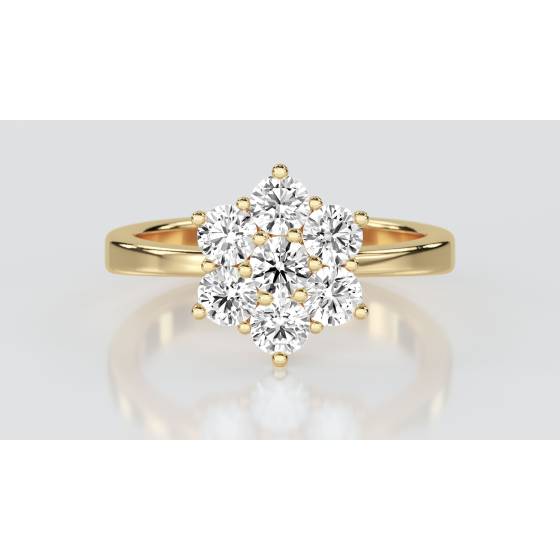 Elegant Round Diamond Flower Cluster Ring