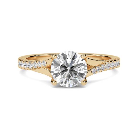 Stylish Round Shoulder Set Diamond Engagement Ring