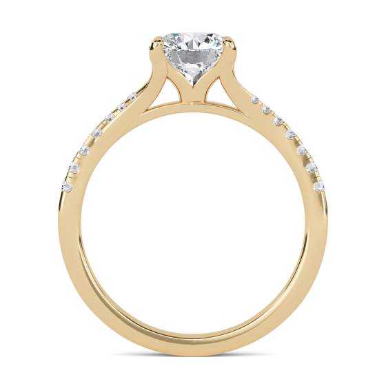 Stylish Round Shoulder Set Diamond Engagement Ring