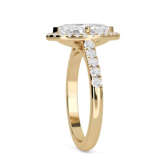 Marquise Diamond Single Halo Shoulder Set Ring