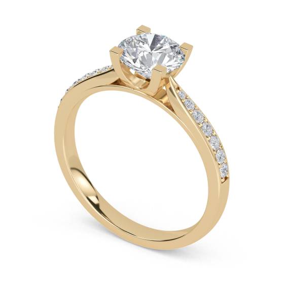 Round Shoulder Set Diamond Engagement Ring