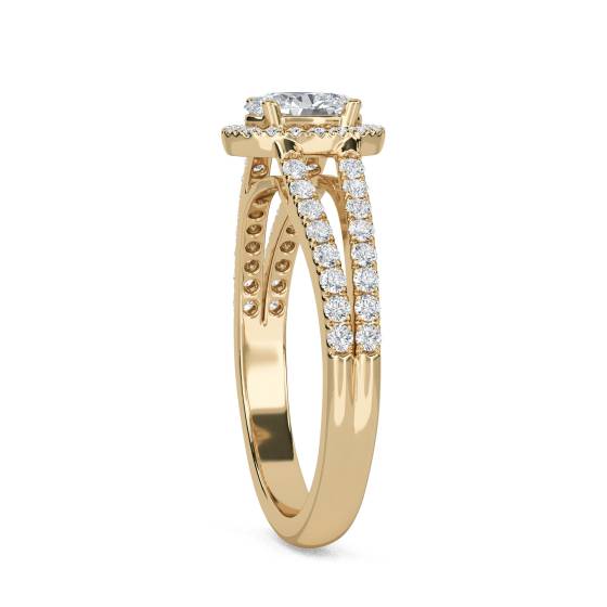 Oval Diamond Halo Shoulder Set Ring