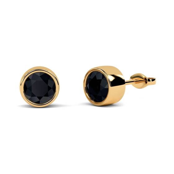 Round Black Diamond Earrings