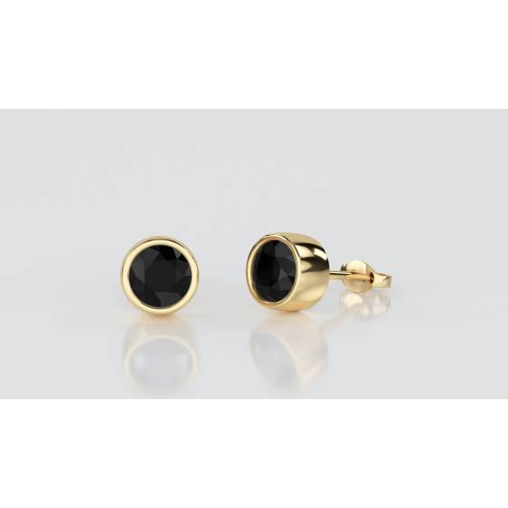 Round Black Diamond Earrings