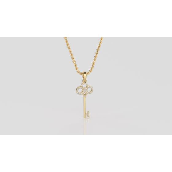 Pave Set Key Diamond Pendant