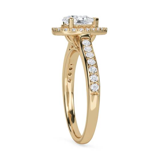 Pear Diamond Single Halo Shoulder Set Ring