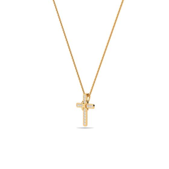 Unique Round Diamond Cross Pendant