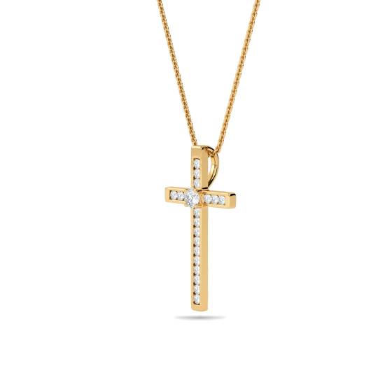Classic Round Diamond Cross Pendant