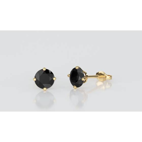 Round Black Diamond Earrings
