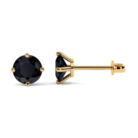 Round Black Diamond Earrings